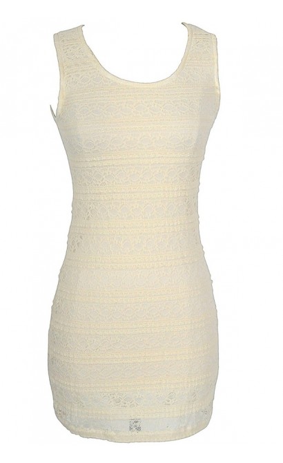 Basic Beauty Fitted Lace Dress in Cream